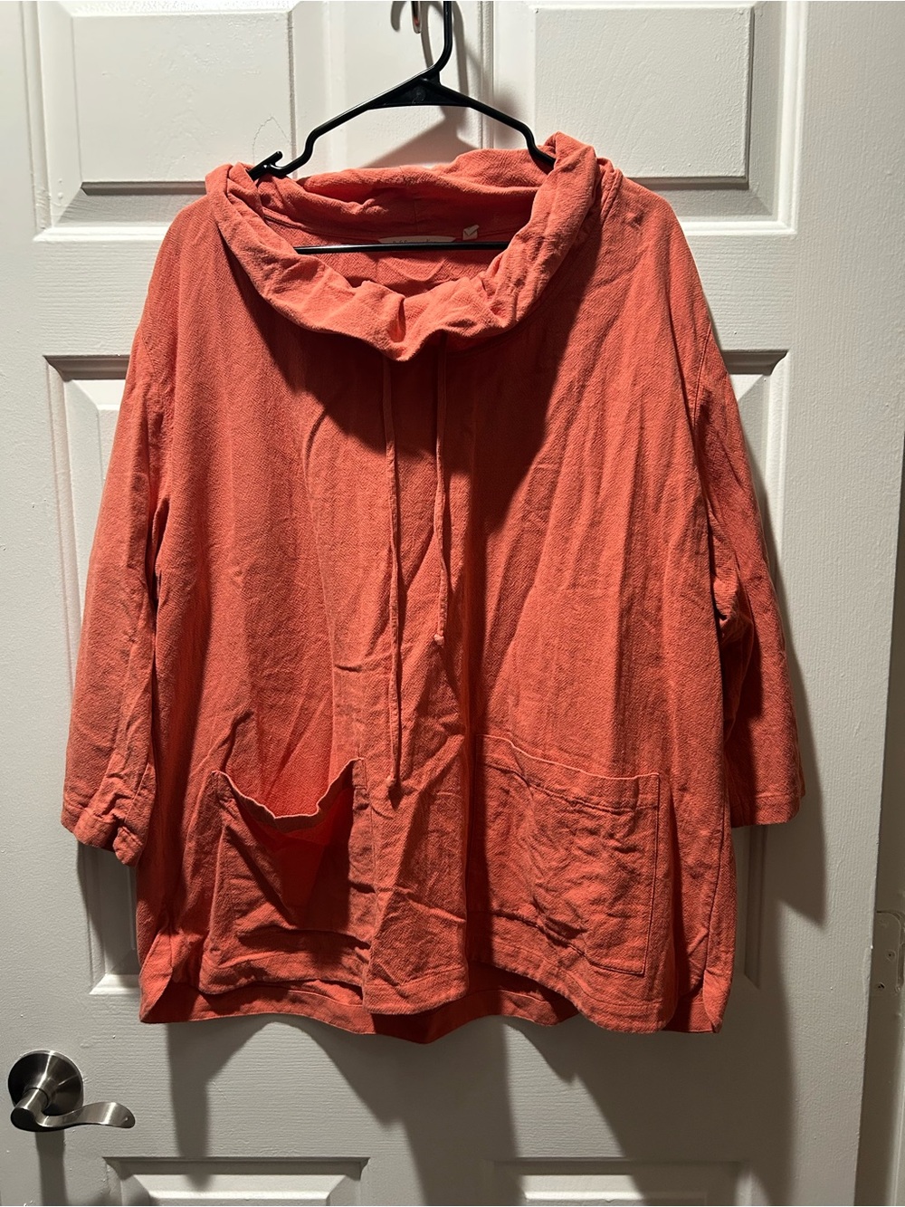 Soft Surroundings Cotton Utility Drawstring Pocket Blouse in Orange Size 1X